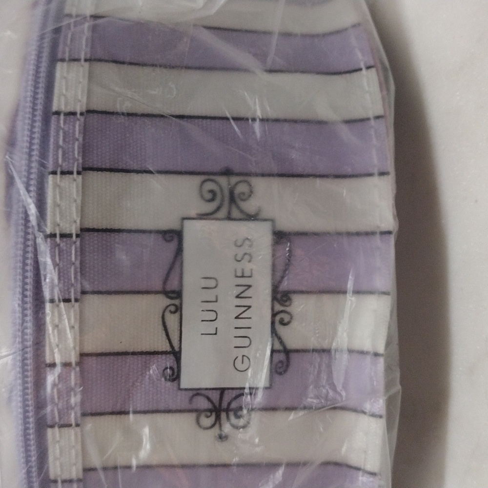 Lulu Guinness Purple/White Stripe Soft Eyewear Case & Cleaning Cloth Only #3 - Picture 2 of 7